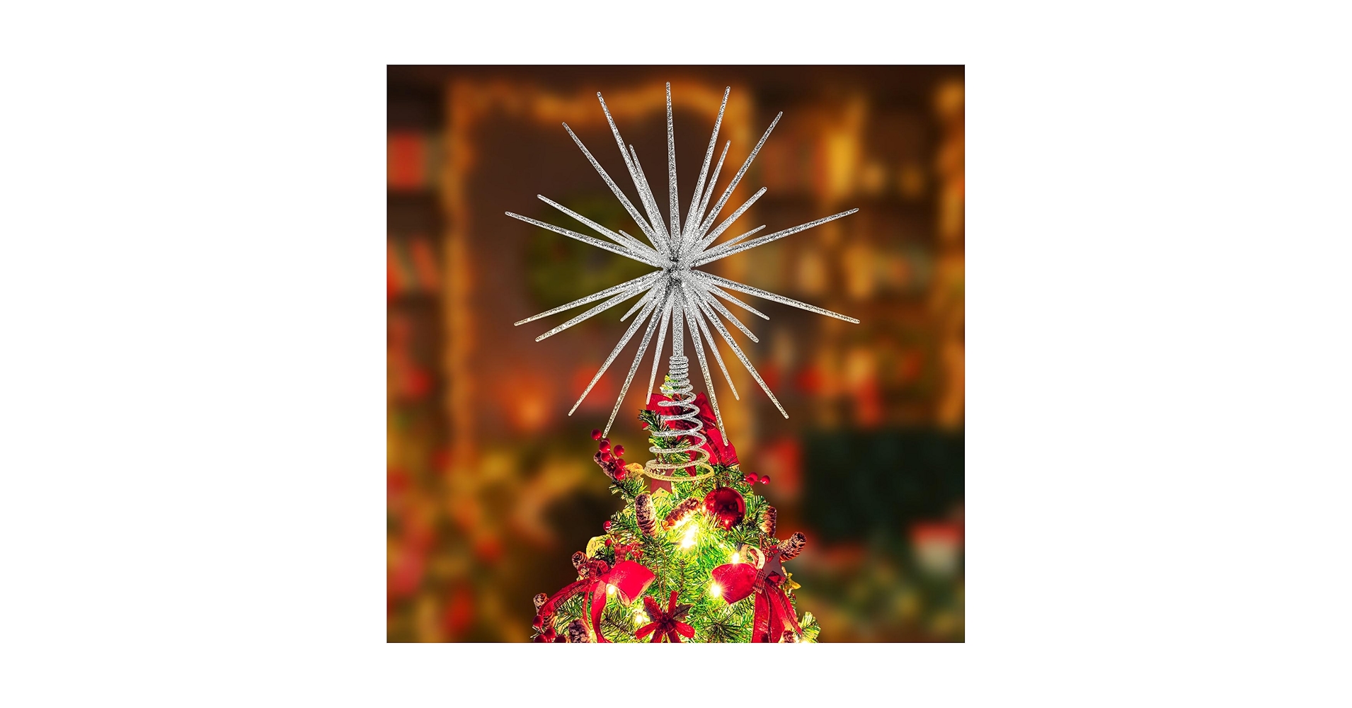 Amazon.com: 13.7 Inch Silver Christmas Tree Topper - 3D